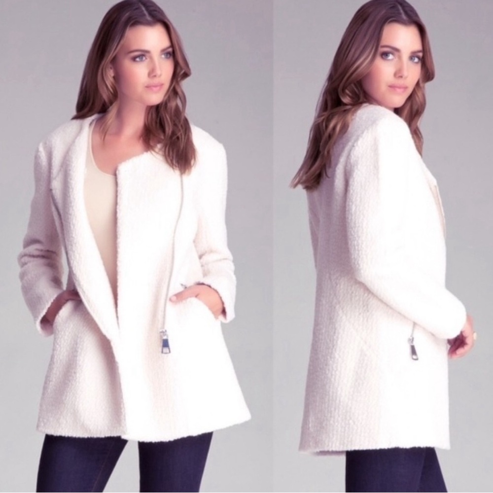 bebe Cream Textured Women's Coat